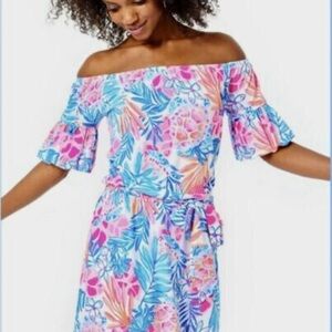Lilly Pulitzer off the shoulder romper with shorts